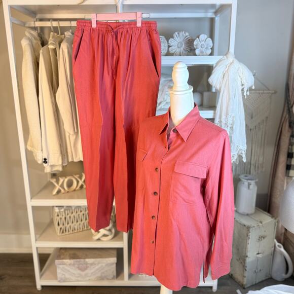 Erin London sz. Medium 100% silk pantsuit coastal,summer, demure 2-pc #3717, 18 - Picture 1 of 13